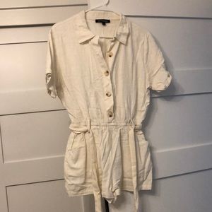 Linen utility romper
